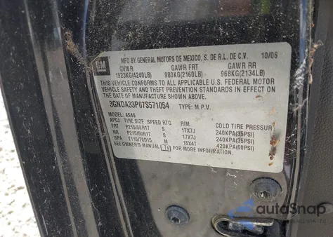 2007 Chevrolet Hhr Lt from USA, damaged, VIN 3GNDA33P07S571054